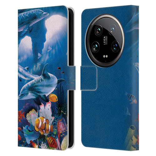 Graeme Stevenson Assorted Designs Dolphins Leather Book Wallet Case Cover For Xiaomi 14 Ultra