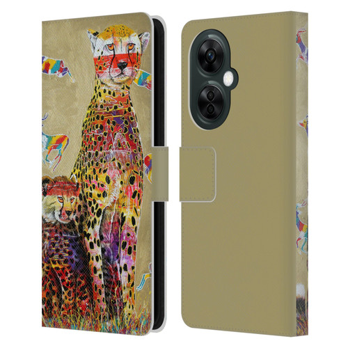 Graeme Stevenson Colourful Wildlife Cheetah Leather Book Wallet Case Cover For OnePlus Nord CE 3 Lite 5G