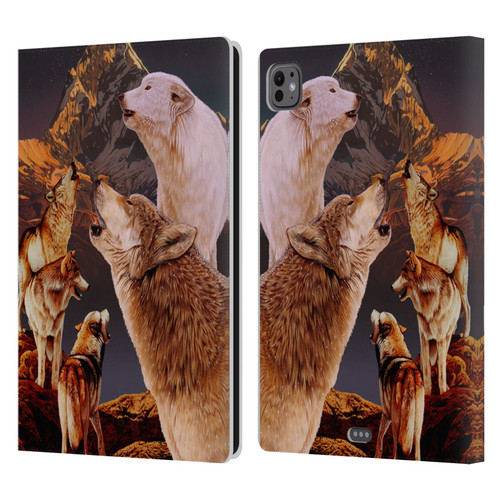 Graeme Stevenson Wildlife Wolves 2 Leather Book Wallet Case Cover For Apple iPad Pro 11 M4 2024