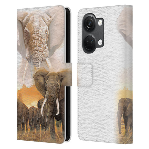 Graeme Stevenson Wildlife Elephants Leather Book Wallet Case Cover For OnePlus Nord 3 5G