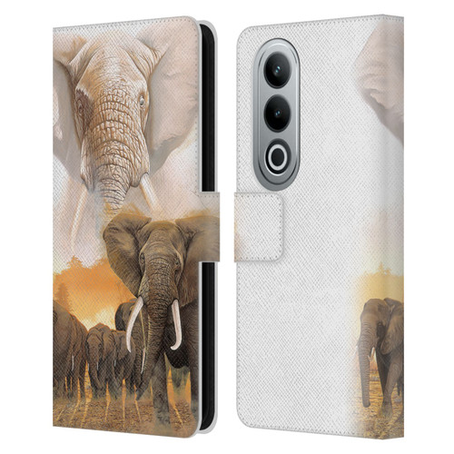 Graeme Stevenson Wildlife Elephants Leather Book Wallet Case Cover For OPPO OnePlus Ace 3V 5G