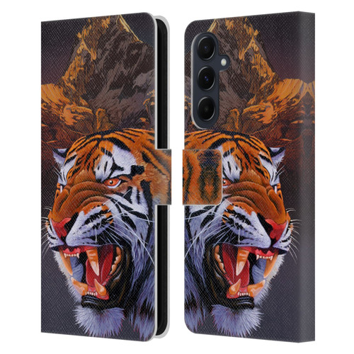 Graeme Stevenson Wildlife Tiger Leather Book Wallet Case Cover For Samsung Galaxy A55 5G
