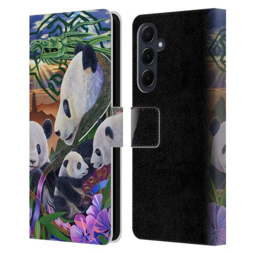 Graeme Stevenson Wildlife Pandas Leather Book Wallet Case Cover For Samsung Galaxy A55 5G