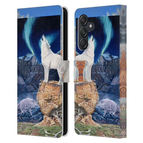 Graeme Stevenson Wildlife Wolves 3 Leather Book Wallet Case Cover For Samsung Galaxy M55 5G