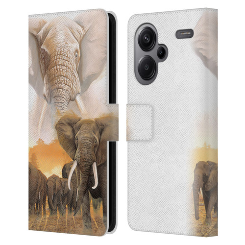 Graeme Stevenson Wildlife Elephants Leather Book Wallet Case Cover For Xiaomi Redmi Note 13 Pro Plus 5G