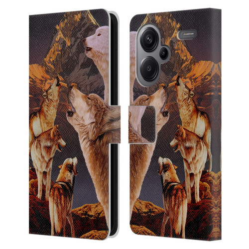 Graeme Stevenson Wildlife Wolves 2 Leather Book Wallet Case Cover For Xiaomi Redmi Note 13 Pro Plus 5G