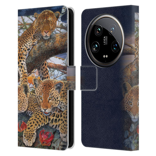 Graeme Stevenson Wildlife Leopard Leather Book Wallet Case Cover For Xiaomi 14 Ultra