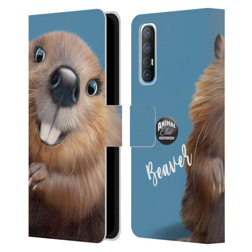 Animal Club International Faces Beaver Leather Book Wallet Case Cover For OPPO Find X2 Neo 5G