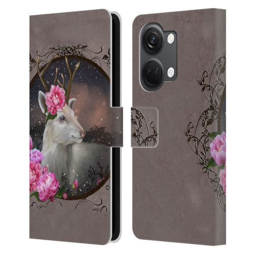 Ash Evans Animals White Deer Leather Book Wallet Case Cover For OnePlus Nord 3 5G
