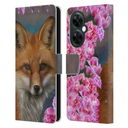 Ash Evans Animals Fox Peonies Leather Book Wallet Case Cover For OnePlus Nord CE 3 Lite 5G