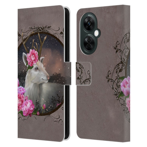 Ash Evans Animals White Deer Leather Book Wallet Case Cover For OnePlus Nord CE 3 Lite 5G