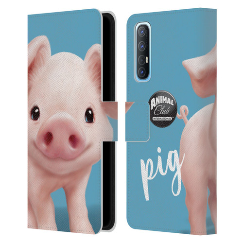 Animal Club International Faces Pig Leather Book Wallet Case Cover For OPPO Find X2 Neo 5G
