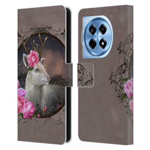 Ash Evans Animals White Deer Leather Book Wallet Case Cover For OnePlus 12R