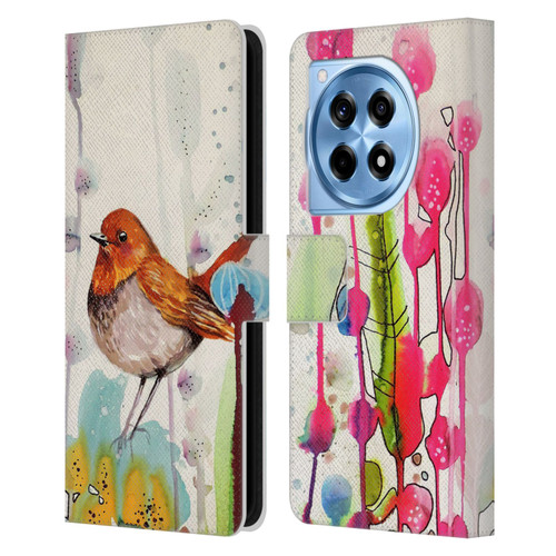 Sylvie Demers Birds 3 Sienna Leather Book Wallet Case Cover For OnePlus 12R