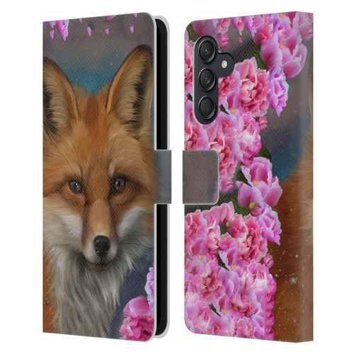 Ash Evans Animals Fox Peonies Leather Book Wallet Case Cover For Samsung Galaxy M55 5G