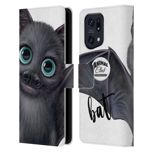 Animal Club International Faces Bat Leather Book Wallet Case Cover For OPPO Find X5 Pro