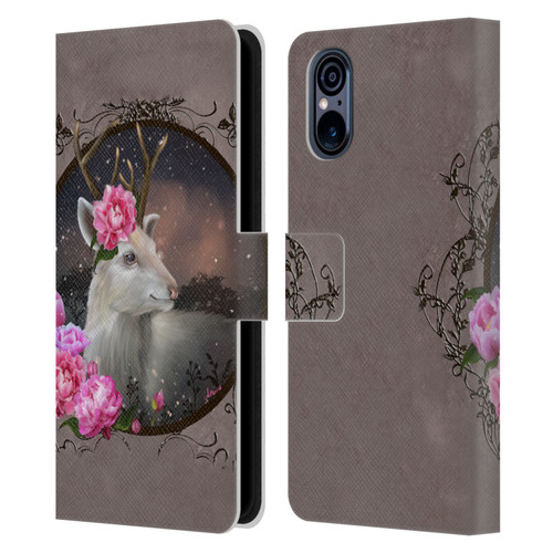 Ash Evans Animals White Deer Leather Book Wallet Case Cover For Sony Xperia 5 V 5G