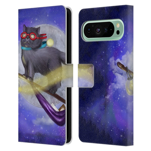 Ash Evans Black Cats Fly By Leather Book Wallet Case Cover For Google Pixel 9 Pro XL