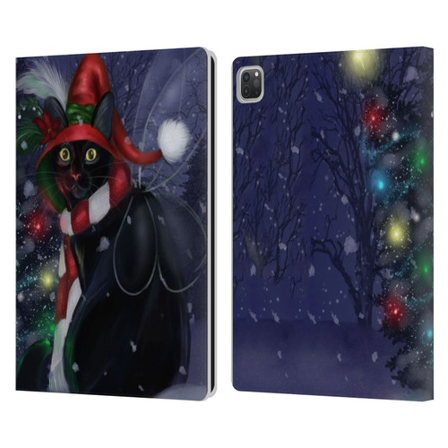 Ash Evans Black Cats Yuletide Cheer Leather Book Wallet Case Cover For Apple iPad Pro 13 M4 2024