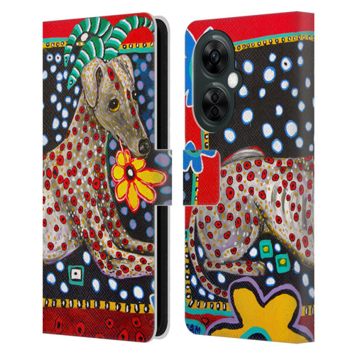 Mad Dog Art Gallery Dogs 2 Greyhound Leather Book Wallet Case Cover For OnePlus Nord CE 3 Lite 5G