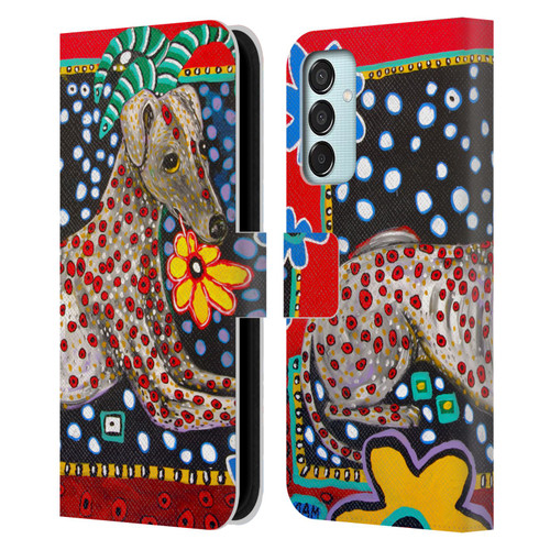 Mad Dog Art Gallery Dogs 2 Greyhound Leather Book Wallet Case Cover For Samsung Galaxy M15/F15 5G