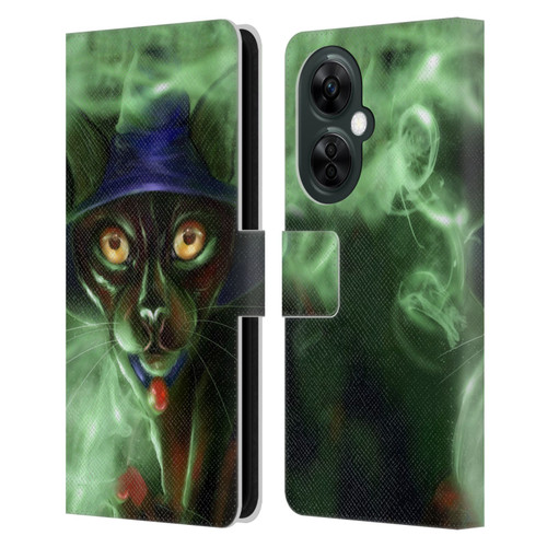 Ash Evans Black Cats Conjuring Magic Leather Book Wallet Case Cover For OnePlus Nord CE 3 Lite 5G