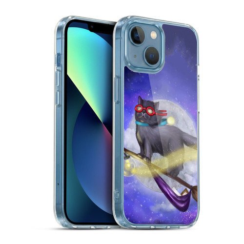 Ash Evans Black Cats Night Fly Soft Gel Case for Apple iPhone 13 Mini & MagSafe