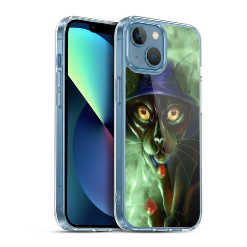 Ash Evans Black Cats Conjuring Magic Soft Gel Case for Apple iPhone 13 Mini & MagSafe