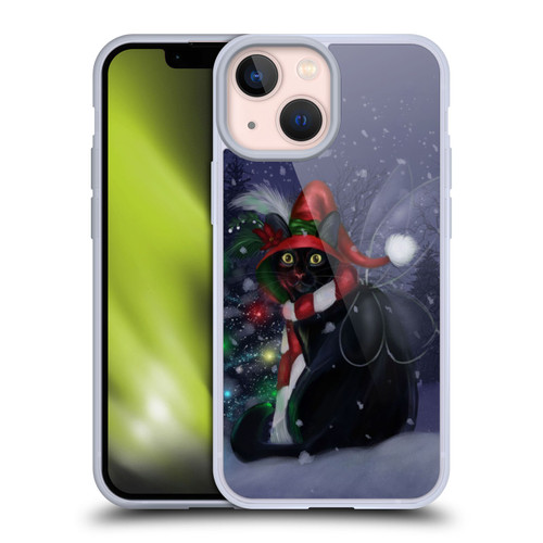 Ash Evans Black Cats Yuletide Cheer Soft Gel Case for Apple iPhone 13 Mini