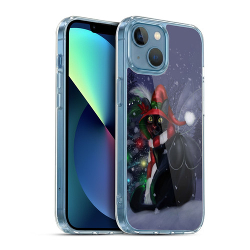 Ash Evans Black Cats Yuletide Cheer Soft Gel Case for Apple iPhone 13 Mini & MagSafe