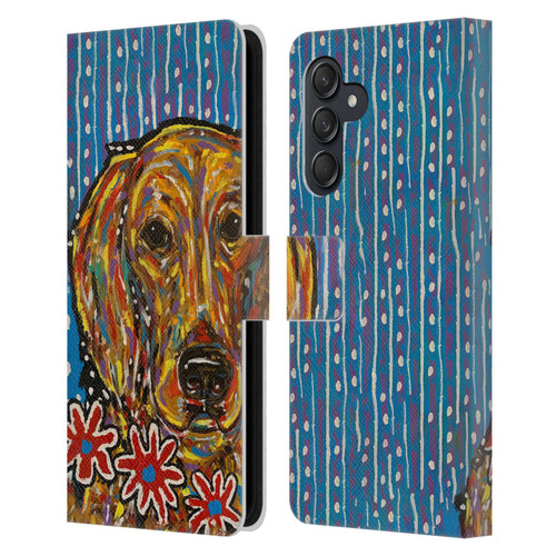 Mad Dog Art Gallery Dog 5 Golden Retriever Leather Book Wallet Case Cover For Samsung Galaxy M55 5G