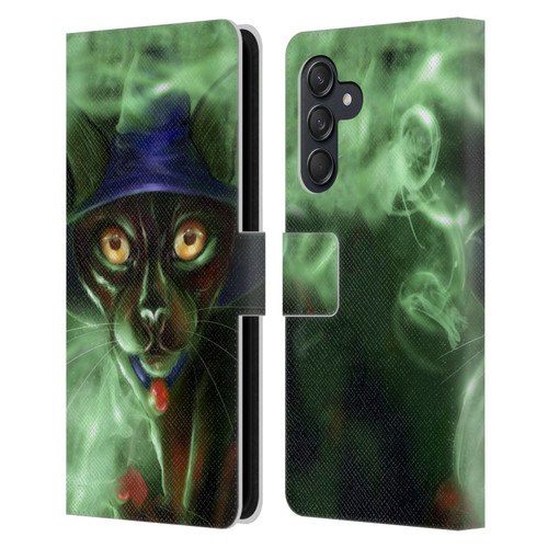 Ash Evans Black Cats Conjuring Magic Leather Book Wallet Case Cover For Samsung Galaxy M55 5G