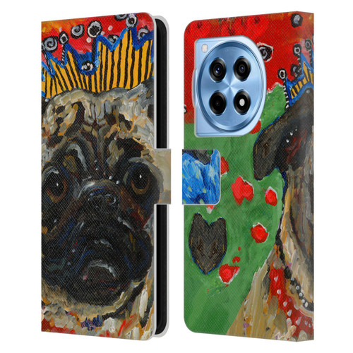 Mad Dog Art Gallery Dogs Pug Leather Book Wallet Case Cover For OnePlus 12R