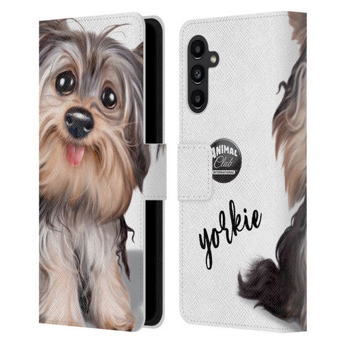 Animal Club International Faces Yorkie Leather Book Wallet Case Cover For Samsung Galaxy A13 5G (2021)