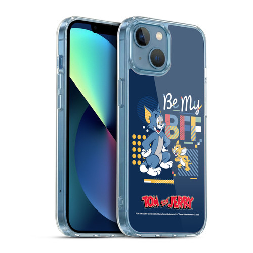 Tom and Jerry Color Blocks Be My Bff Soft Gel Case for Apple iPhone 13 Mini & MagSafe
