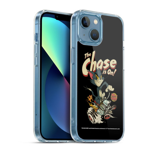 Tom and Jerry Typography Art The Chase Is On Soft Gel Case for Apple iPhone 13 Mini & MagSafe