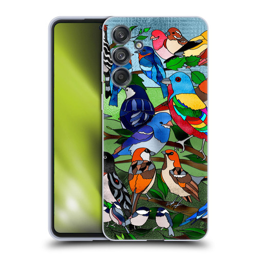 Suzan Lind Birds Stained Glass Soft Gel Case for Samsung Galaxy M55 5G