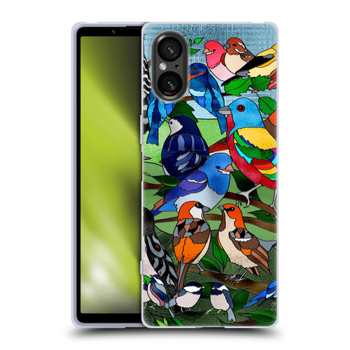 Suzan Lind Birds Stained Glass Soft Gel Case for Sony Xperia 5 V 5G
