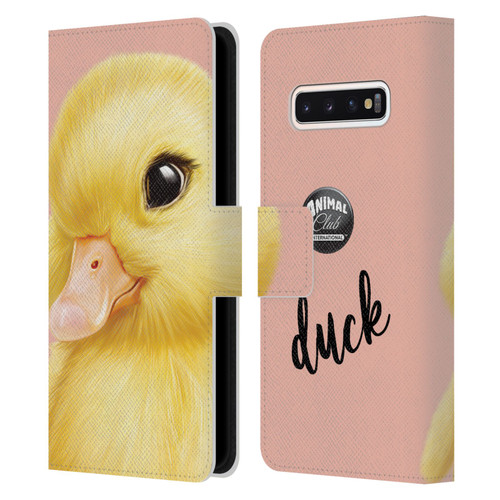 Animal Club International Faces Duck Leather Book Wallet Case Cover For Samsung Galaxy S10