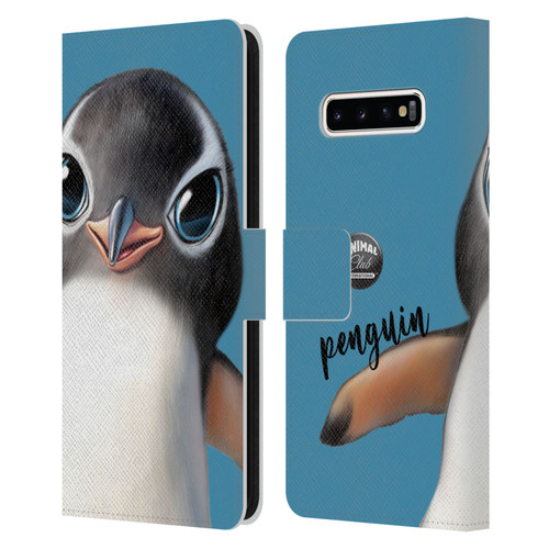 Animal Club International Faces Penguin Leather Book Wallet Case Cover For Samsung Galaxy S10+ / S10 Plus