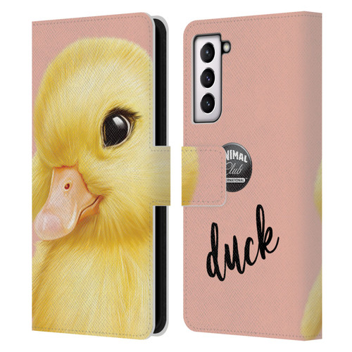 Animal Club International Faces Duck Leather Book Wallet Case Cover For Samsung Galaxy S21 5G