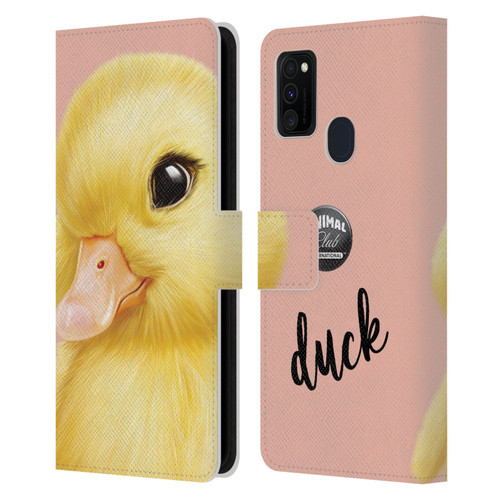 Animal Club International Faces Duck Leather Book Wallet Case Cover For Samsung Galaxy M30s (2019)/M21 (2020)