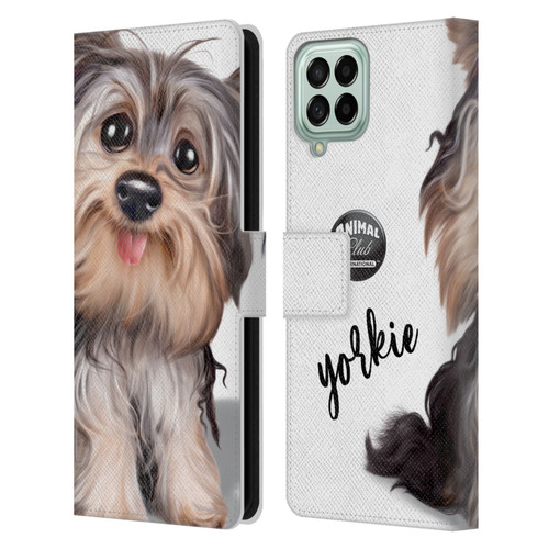 Animal Club International Faces Yorkie Leather Book Wallet Case Cover For Samsung Galaxy M33 (2022)