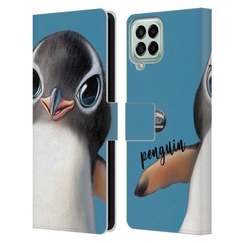 Animal Club International Faces Penguin Leather Book Wallet Case Cover For Samsung Galaxy M53 (2022)