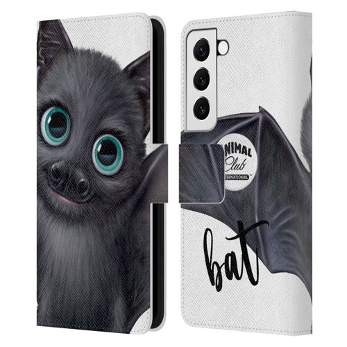 Animal Club International Faces Bat Leather Book Wallet Case Cover For Samsung Galaxy S22 5G