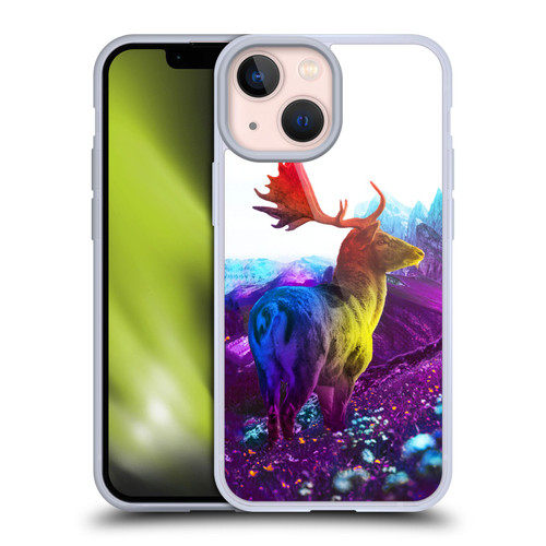 Dave Loblaw Animals Purple Mountain Deer Soft Gel Case for Apple iPhone 13 Mini