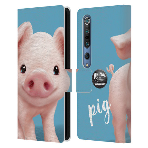 Animal Club International Faces Pig Leather Book Wallet Case Cover For Xiaomi Mi 10 5G / Mi 10 Pro 5G