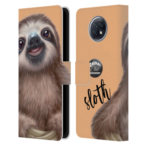 Animal Club International Faces Sloth Leather Book Wallet Case Cover For Xiaomi Redmi Note 9T 5G