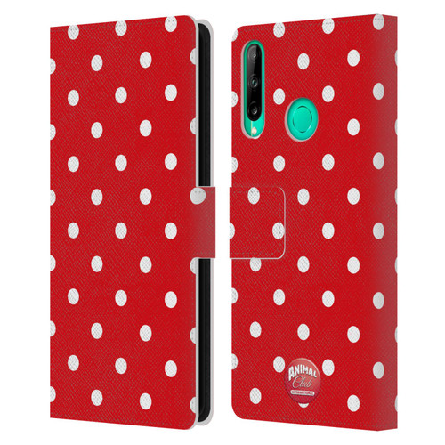 Animal Club International Patterns Polka Dots Red Leather Book Wallet Case Cover For Huawei P40 lite E