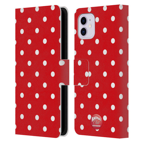 Animal Club International Patterns Polka Dots Red Leather Book Wallet Case Cover For Apple iPhone 11